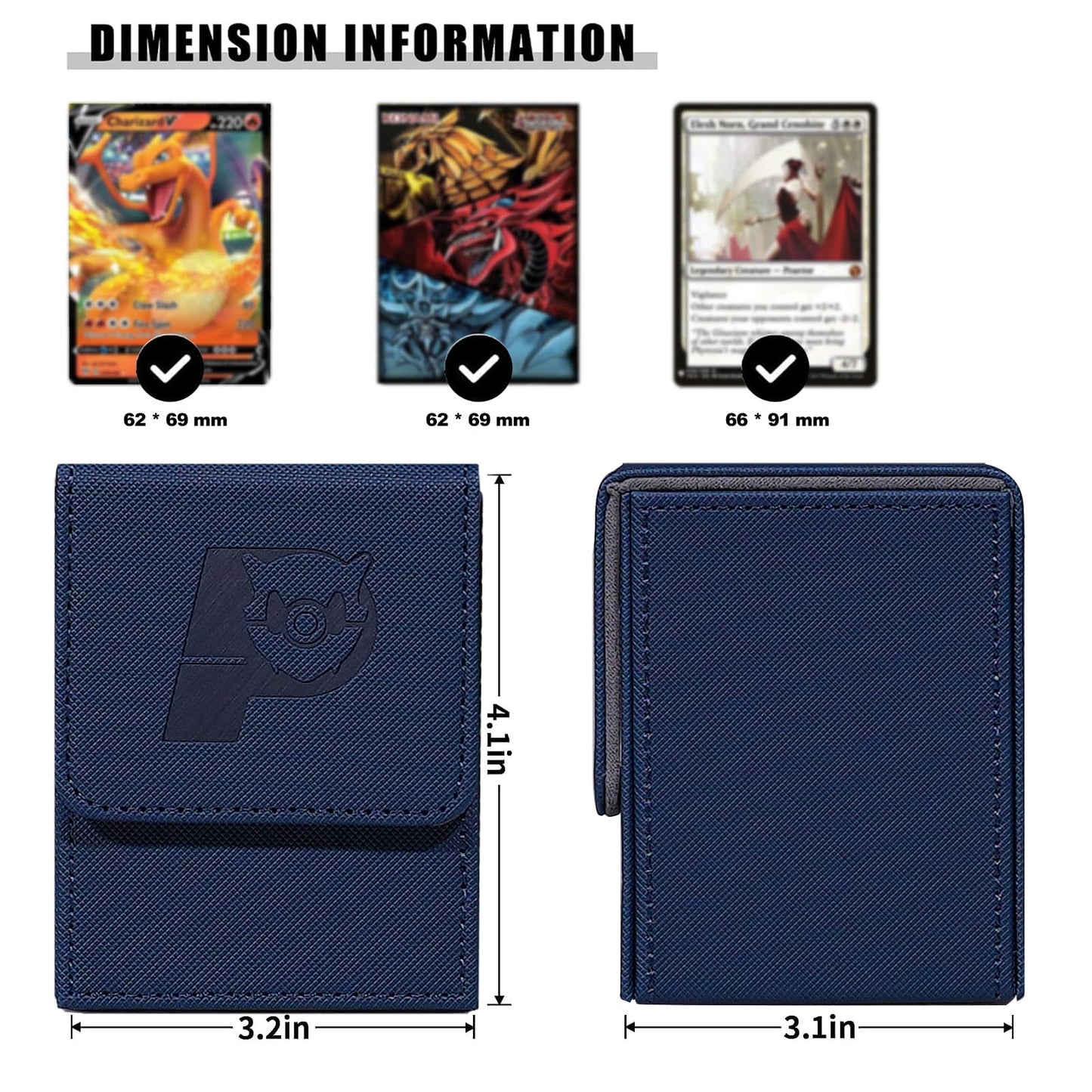 Artboutiq Card Deck Box For Commander Deck Box With 2 Dividers, Card Storage Box Fits 100+ Single Sleeved Cards, Pu Leather Stro