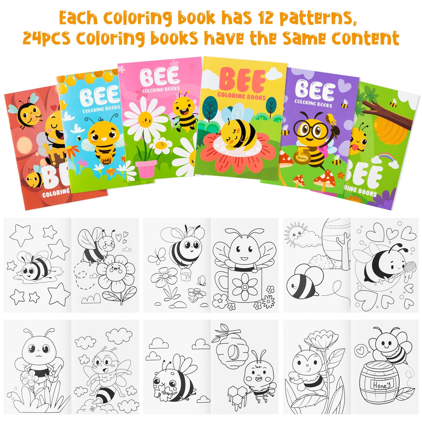 DGjianfei Coloring Book Party Favors - 24PCS Bee Mini Coloring Book Bulk Kids Party Favors DIY Art Drawing Book Honeycomb Flower