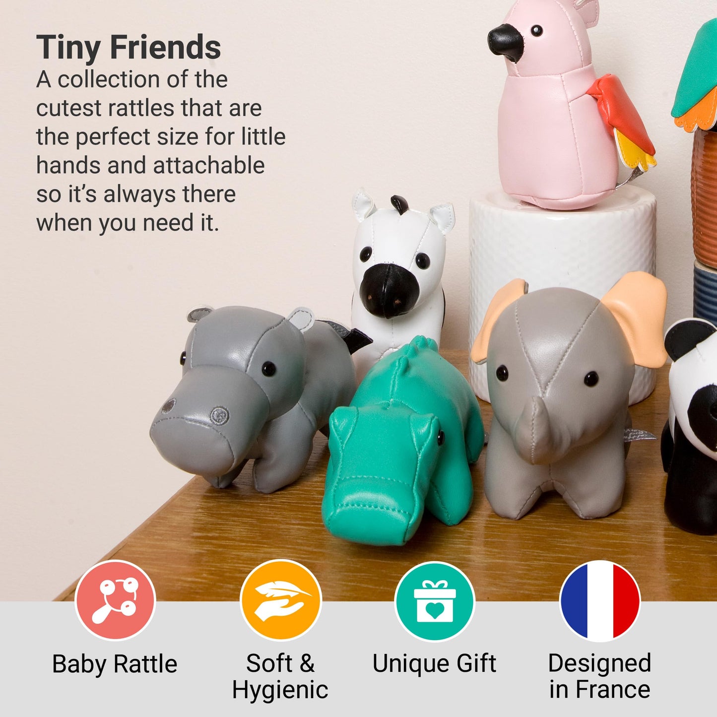 Little Big Friends Tiny Friends | Rattle Toy | Special Stuffed Animal | Easy To Clean | Vincent The Elephant