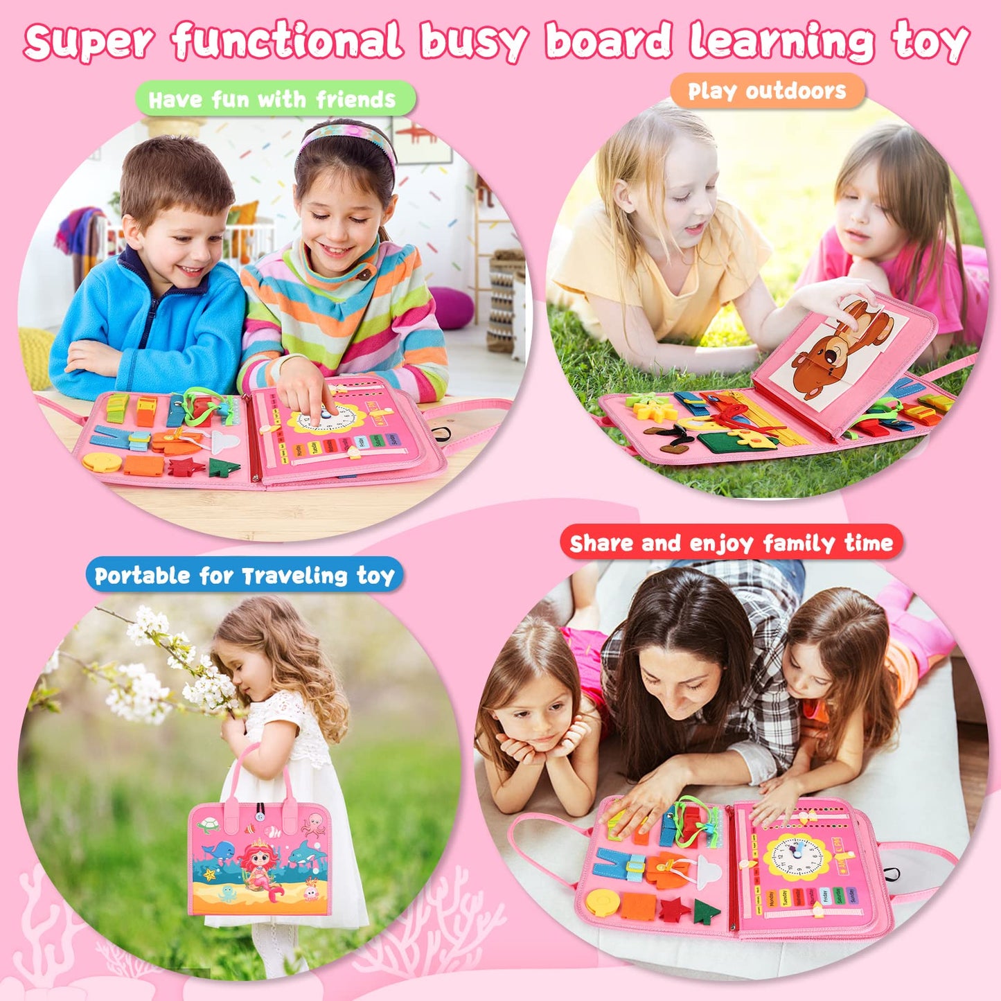 Khlerox Busy Board Montessori Toy for Toddlers, Educational Learning Activity Sensory Board, Developing Fine Motor Skills, Trave