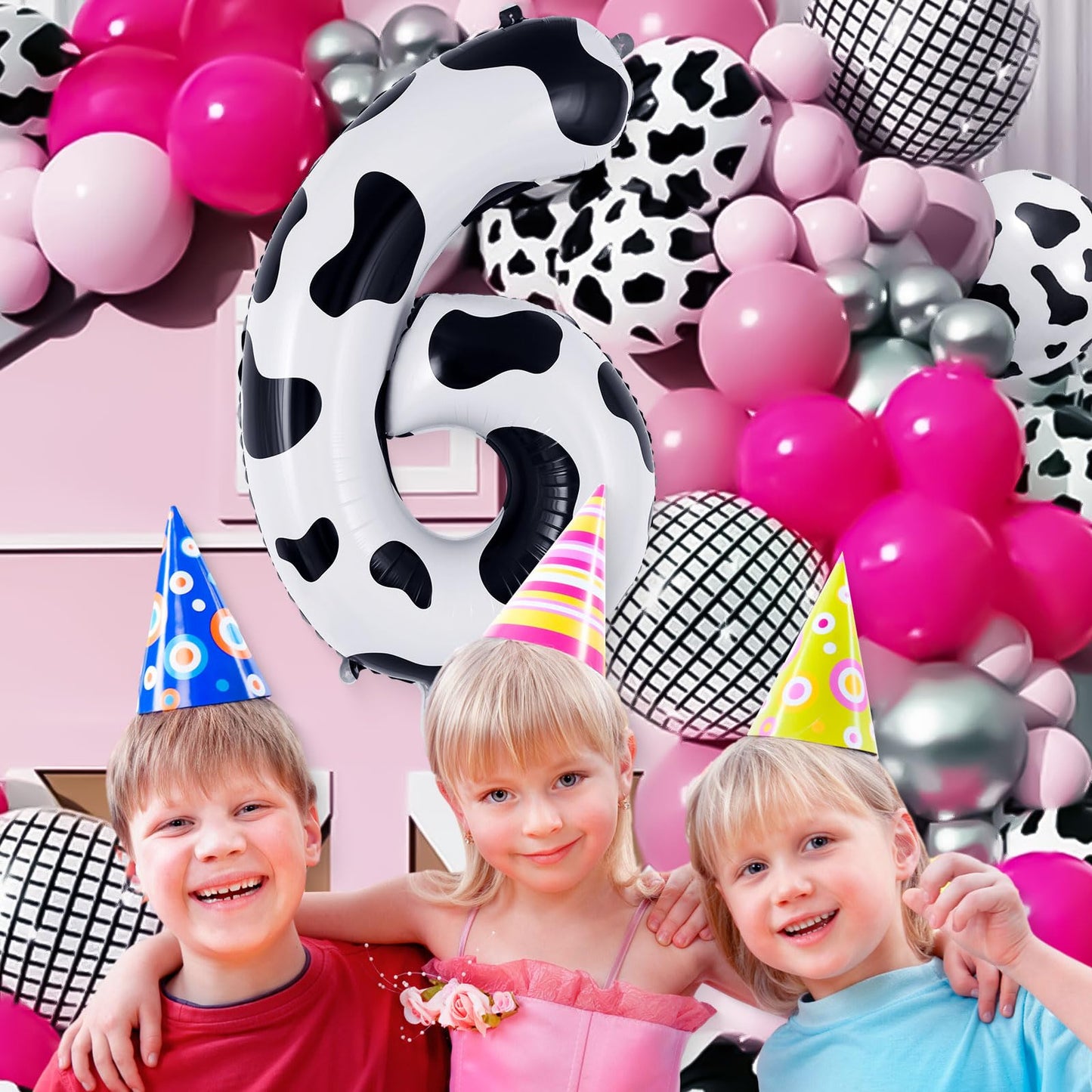Cow Print Number 6 Balloon, Large 40 Inch Cow Number Birthday Balloons, Foil Mylar Number 6 Balloons For 6 Year Old Birthday Par