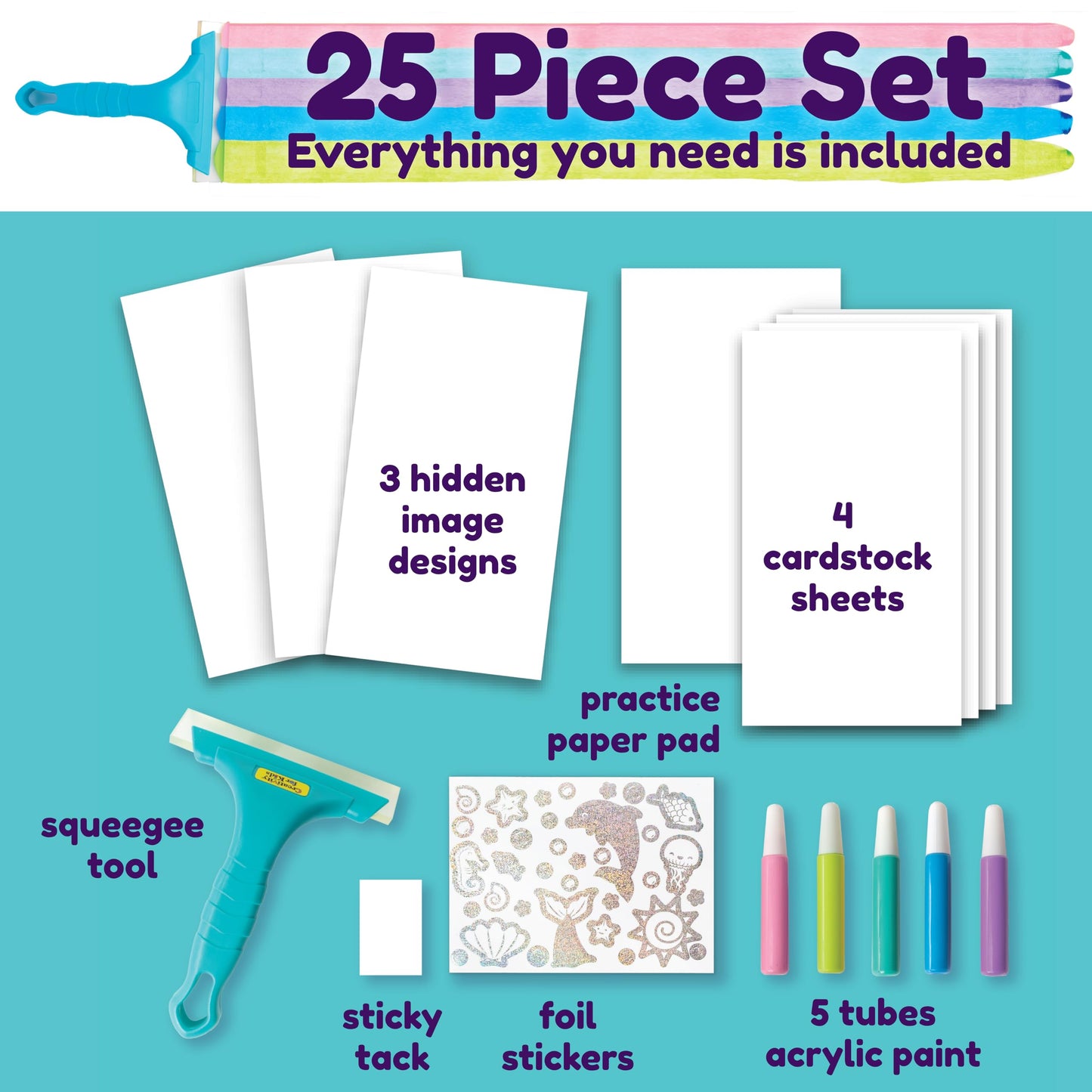 Creativity for Kids Squeegeez Magic Reveal Craft Kit: Mermaid - Dot Painting Art Kits for Kids, Cool Mermaid Gifts for Girls and