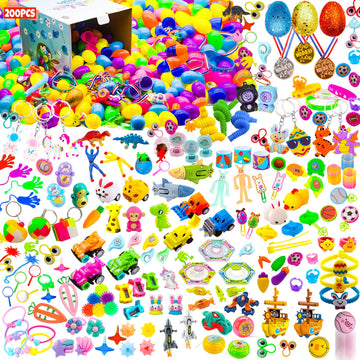 Pdfvs 200 Pcs Prefilled Easter Eggs Filled With Novelty Toys,Bright Colorful Easter Eggs For Easter Basket Stuffers,Easter Party