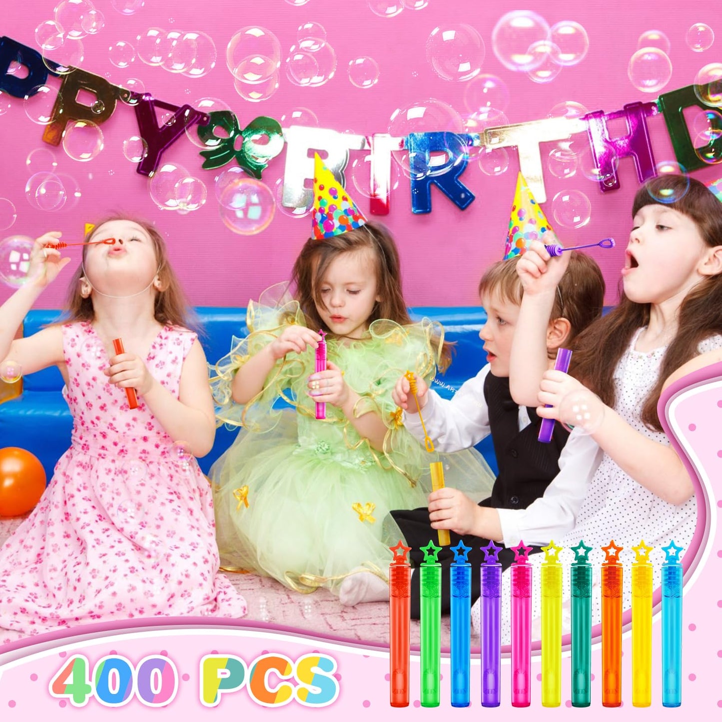 Springflower 400 Pcs Mini Bubble Wand, Bubble Bulk For Kids, Party Favor Supply, Themed Birthday, Summer Outdoor Activities, Bub