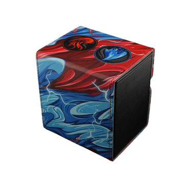 Ai protective covering MTG Commander 100+ Card Custom Art Deck Box With Storage (Red/Blue)