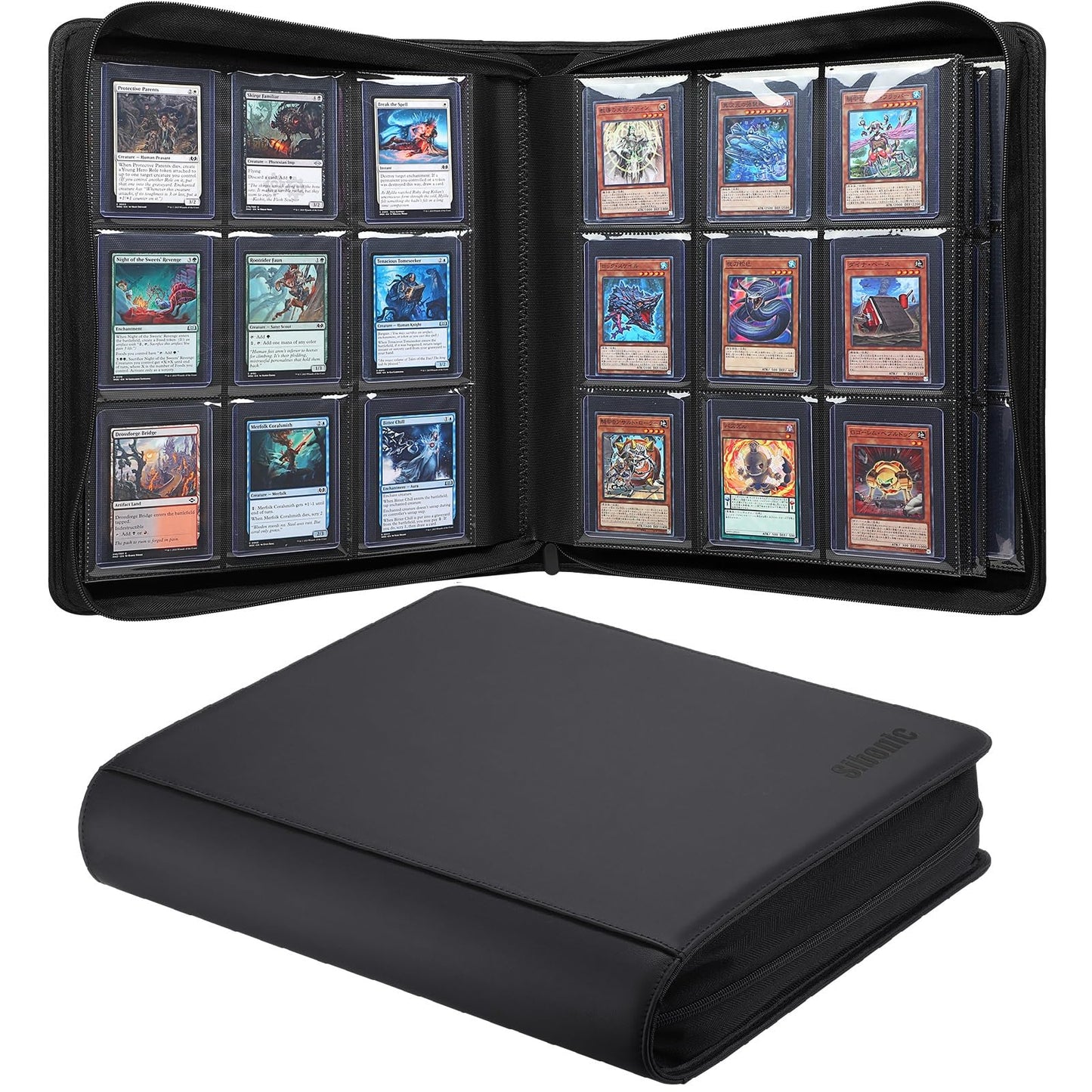 Sibonic 9 Pocket Toploader Binder, Holds 360 3   X4    Toploader Hard Cases, Sleeves Card Collection Binder, 20 Double Sided Pag