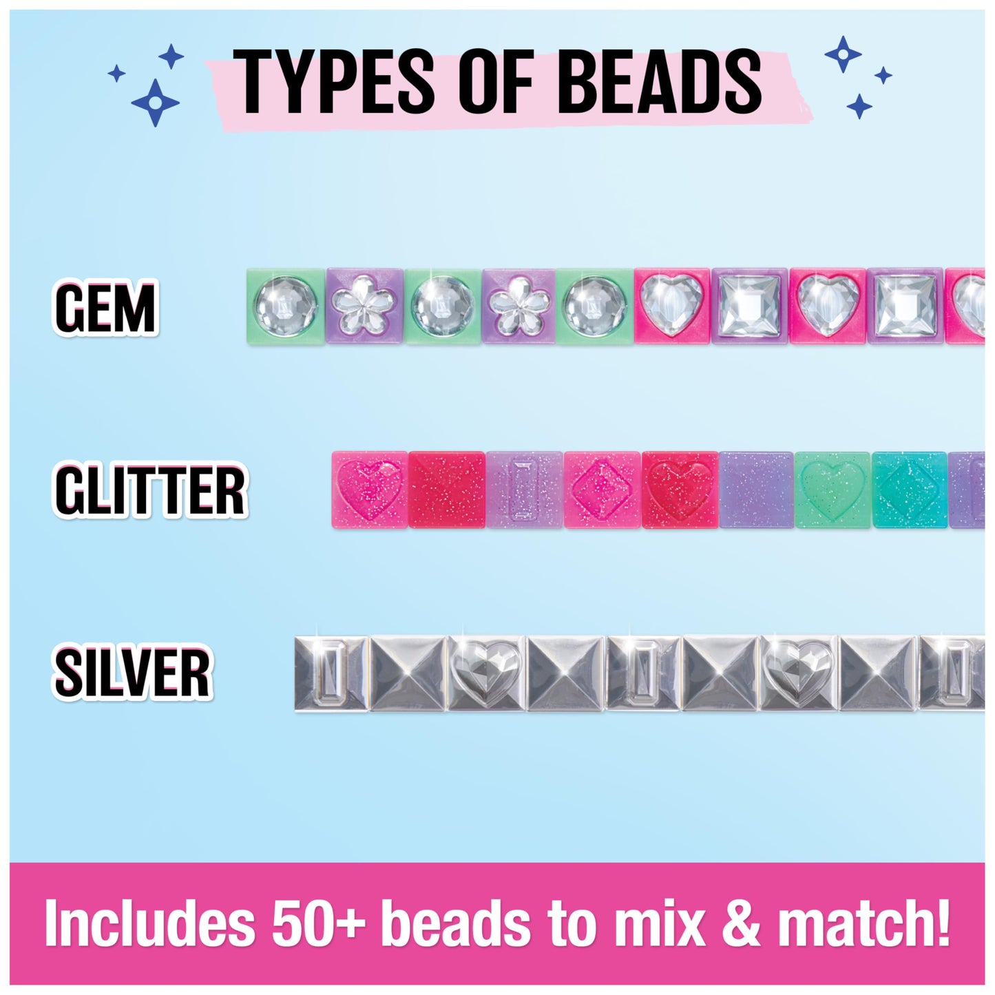 Cool Maker, Popstyle Expansion Pack, Bracelet Making Kit With Over 50 Gem Beads, Makes 3, Diy Arts And Crafts Kids Toys For Girls