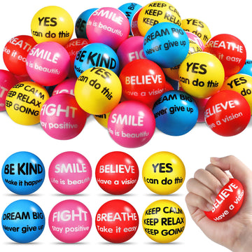 Liliful 48 Pieces Motivational Stress Balls Bulk for mature-themeds Fidget Toys End of The Year Gifts Inspirational Squeeze Balls Employee Appreciation Gift mature-themed Goodie Bag 2. 2 Inch(Morandi Color)