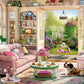Tea Time Cabin Puzzle 1000 Piece For Adults, Book Cozytime Garden Jigsaw Puzzles, Dog Plant Puzzle