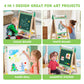Kids Easel With Paper Roll Wooden Art Easel With Chalkboard & White Board Painting Accessories Storage Tray Double-Sided Board H