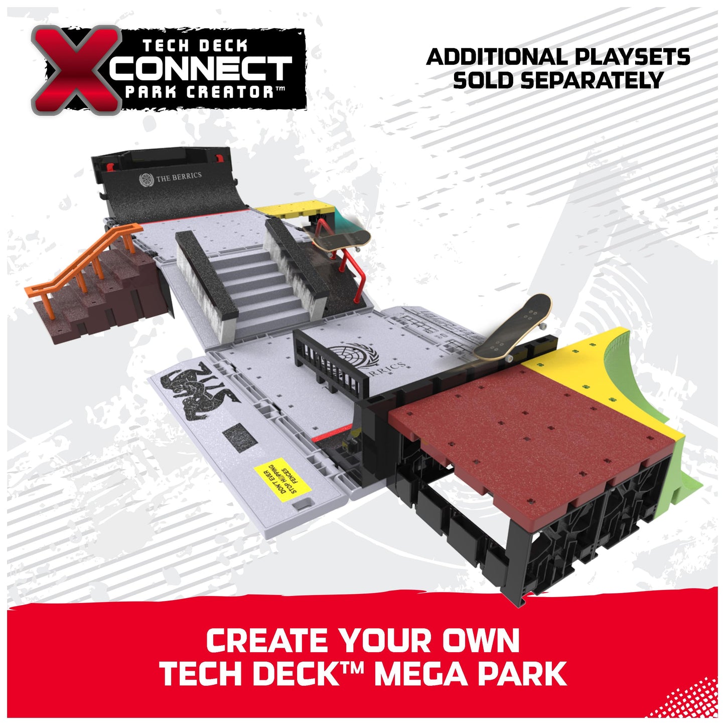 TECH DECK Quarter Bowl Ruckus X-Connect Park Creator Ramp Set - Customizable Fingerboard Toy, Ages 6+, Plastic, Model 6070358