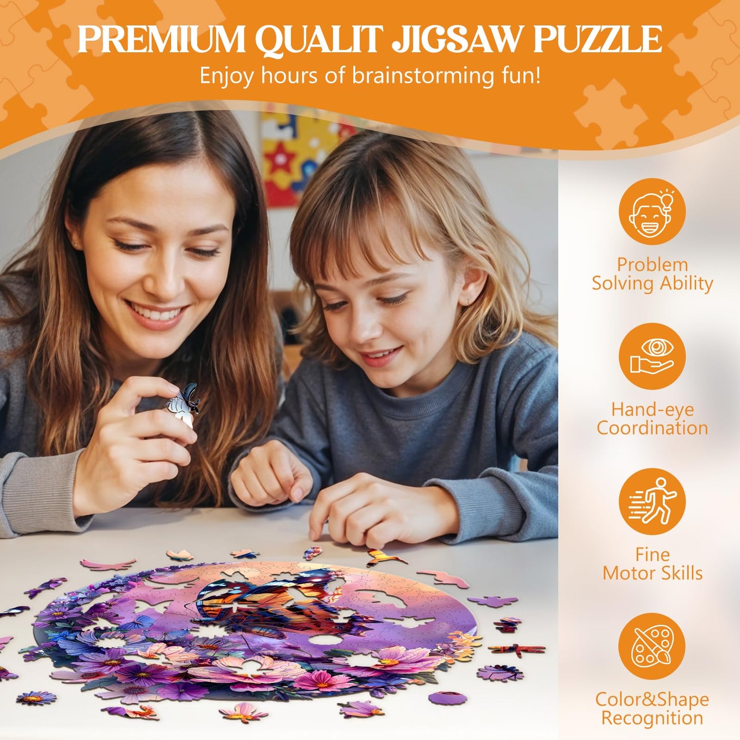 Wooden Puzzles for mature-themeds  Butterfly and Moon Wood Puzzles mature-themed  Unique Animal Shaped Wooden Jigsaw Puzzle  Christmas Birthday Gifts for Puzzle Lovers  Family and Friends(M-11.4 * 11.4in 200pcs)