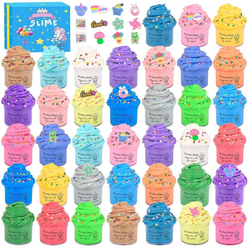 38 Pack Butter Slime Kit, Valentine'S Day Slime Sensory Tactile Fidget Toy, Educational Slime Toy, Soft & Non-Sticky, Birthday E