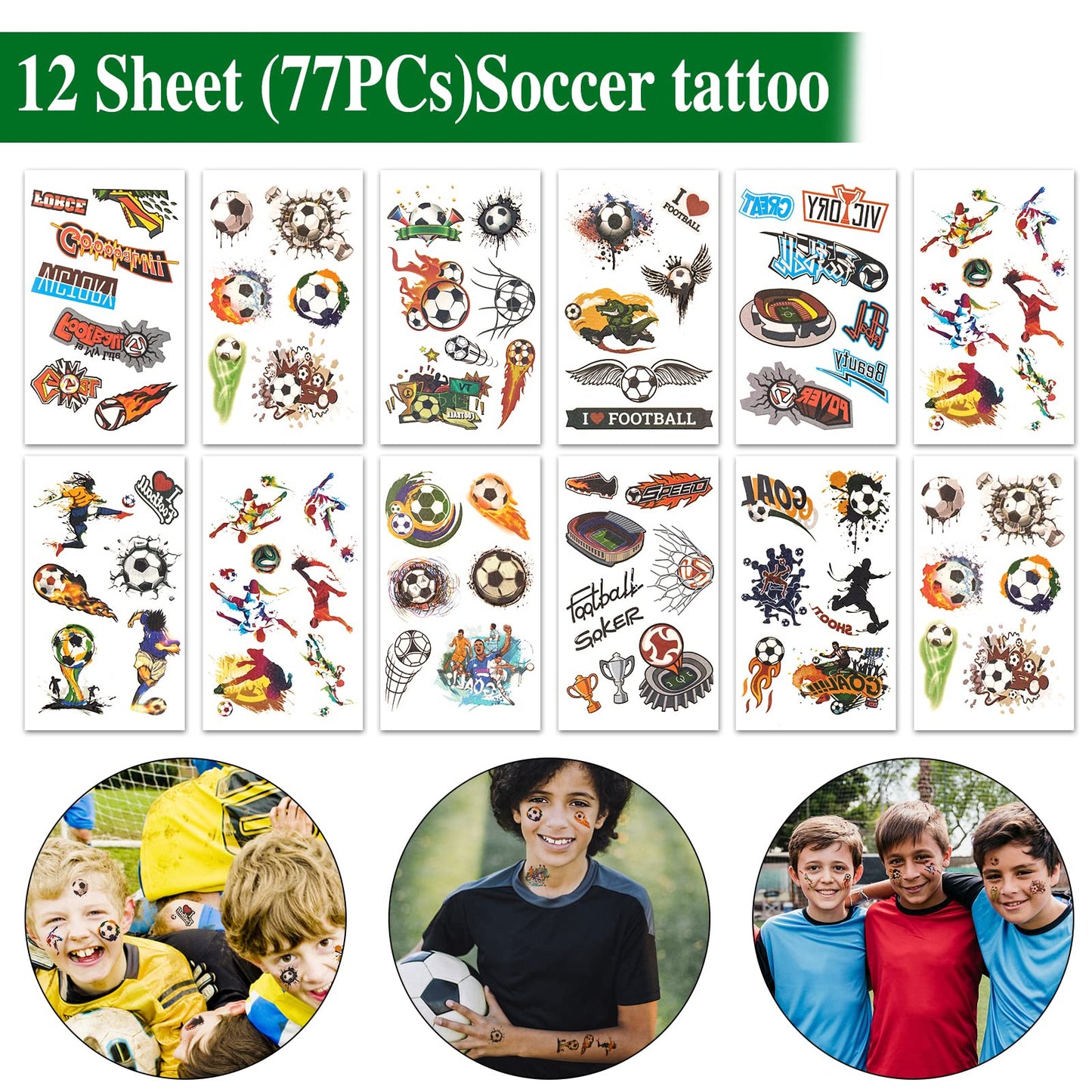 DoYoDoYa Soccer Party Favors Set 96Pcs - Slap Bracelet, Keychain, Tattoos, Toy Whistle - Sports Party Favors for Kids Boys