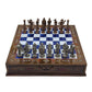 15 Handmade Chess Set With British Army Metal Chess Pieces, Luxury Storage Chess Board, For All Ages, Ideal For Father, (Blue)