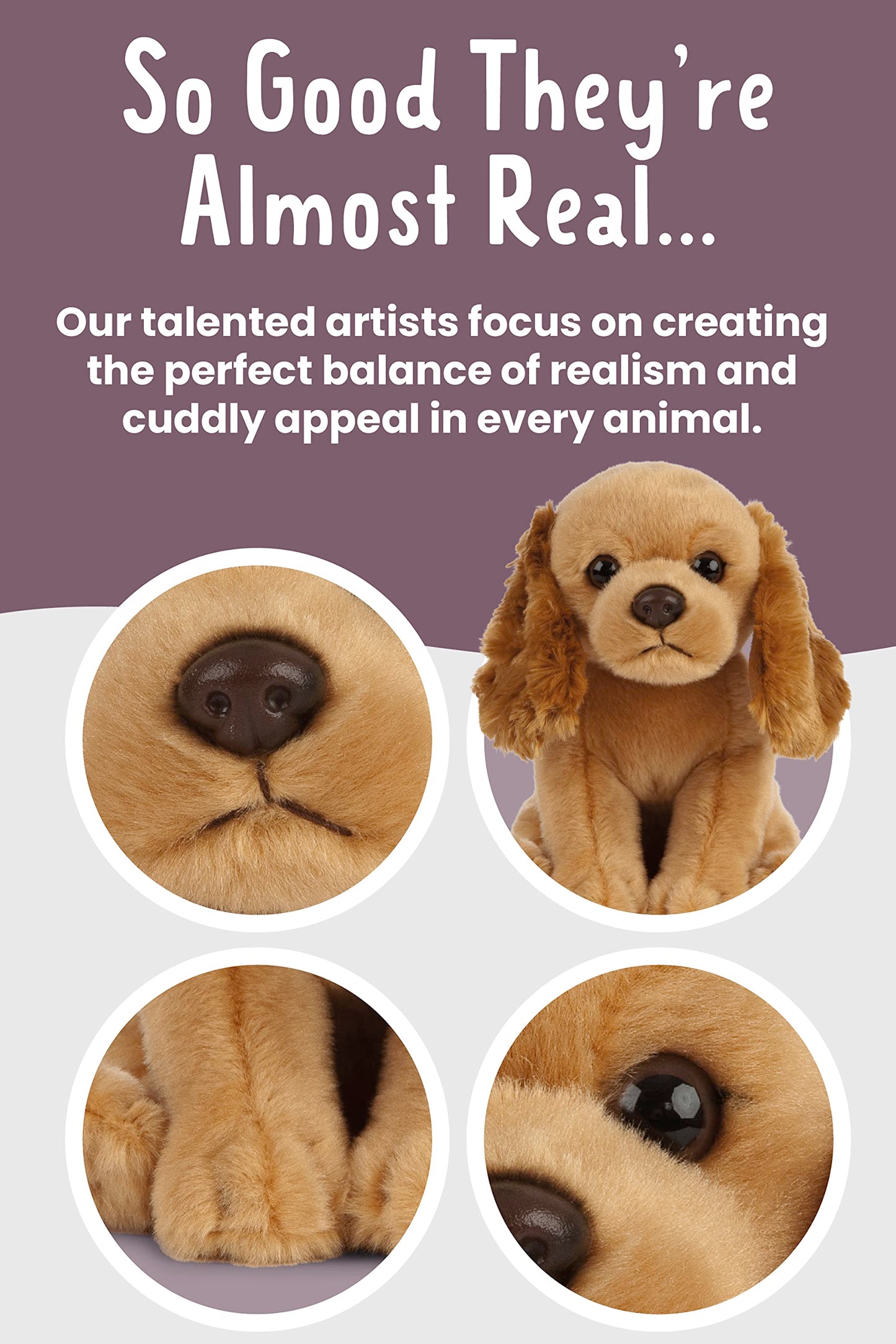 Living Nature Cocker Spaniel Puppy Stuffed Animal | Fluffy Dog Animal | Soft Toy Gift For Kids | 6 Inches