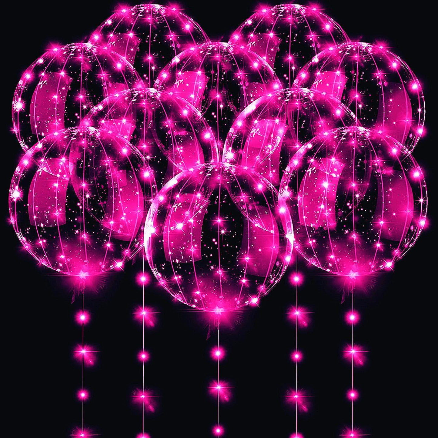 Led Balloons 10 Packs, 20 Inches Light Up Boboballoons Helium Style,Glow Bubble Balloons For Christmas Wedding Birthday Valentin