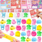 36 Pack Valentine'S Day Cards For Kids Prefilled Animals Mochi Squishies Toys Fidget Stress Relief Toys Squeeze Toys Valentines