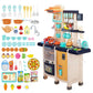 Kids Play Kitchen,Kitchen Playset with 65pcs Kitchen Toys for Toddlers,Kitchen Playset Accessories with Spray Stove, Simulated S