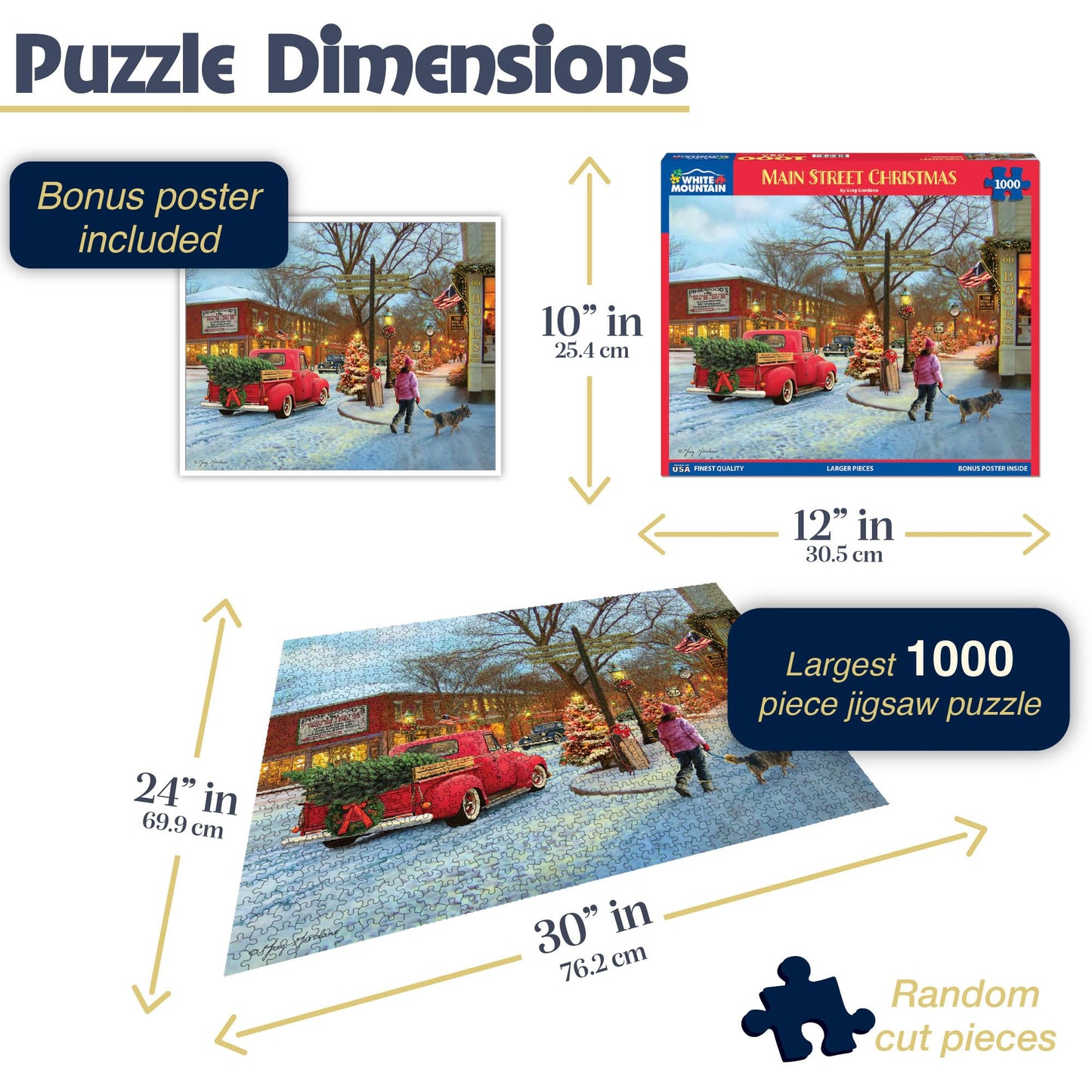 White Mountain Christmas Puzzles 1000 Pieces Winter Theme Jigsaw Puzzle For Adults And Family - Main Street