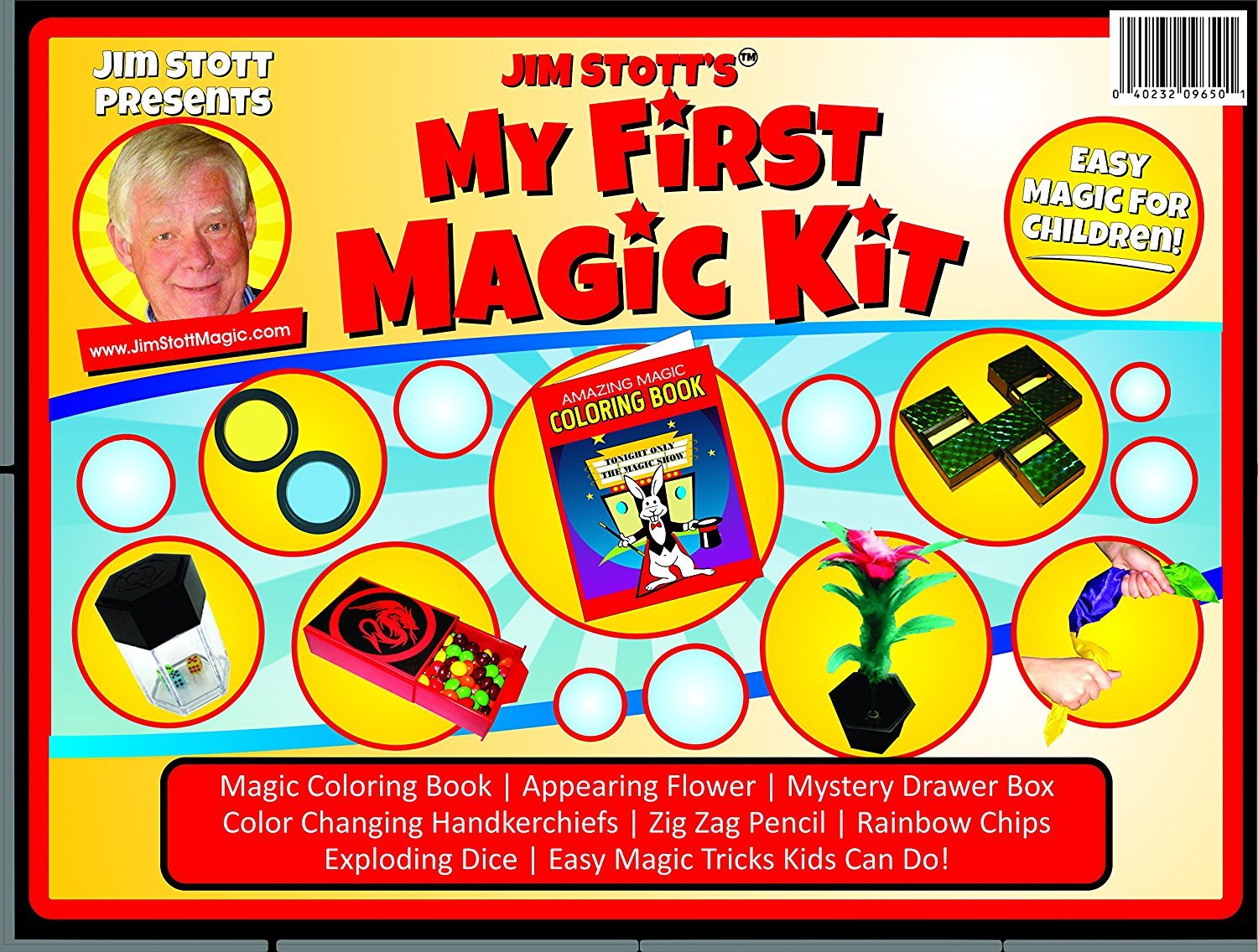 Jim Stott’S 'My First Magic Kit' For Kids, Magic Tricks Set For Girls And Boys, Appearing Flower, Magic Coloring Book, Color Changing Handkerchiefs, Exploding Dice, And More
