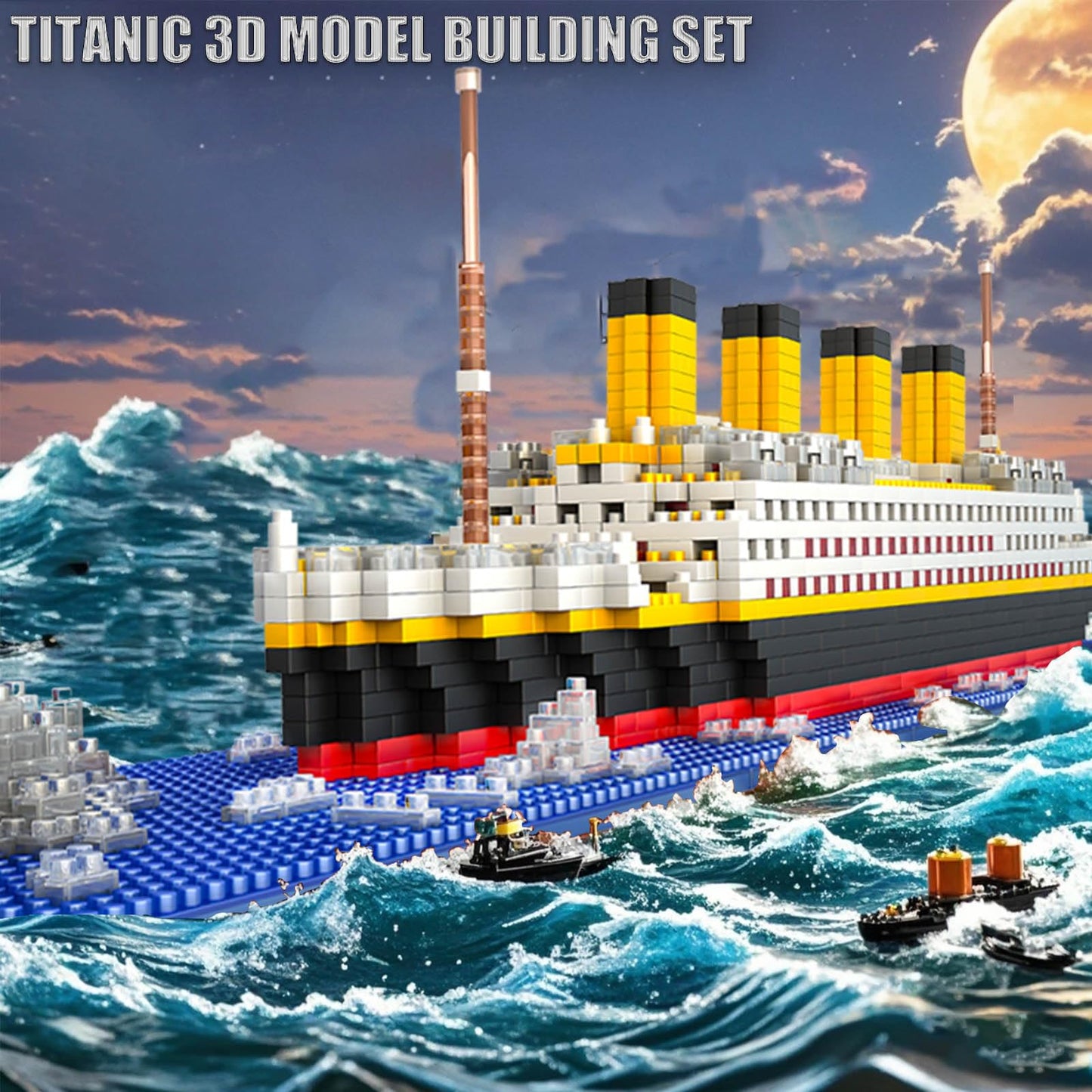 Emeetlinn Titanic Model Micro Mini Blocks Set, 1860pcs, 3D Plastic Ship Model, DIY Gift for Adults and Kids, Model 66503