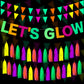 Outus Neon Party Supplies Includes Lets Glow Banner 20 Pieces Neon Paper Tassels and Neon Triangle Flag Glow in The Dark Party 