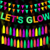 Outus Neon Party Supplies Includes Lets Glow Banner 20 Pieces Neon Paper Tassels and Neon Triangle Flag Glow in The Dark Party 