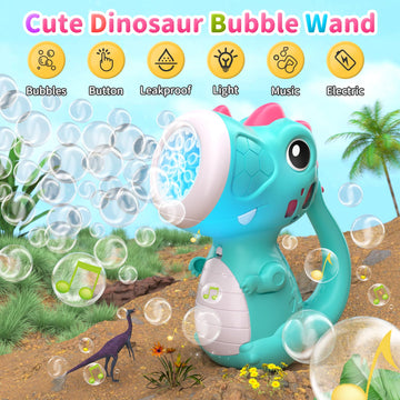 Bubble Machine Wand For Boys Girls, Dinosaur Bubble Machine Maker Blower Toys With Light & Music, Toddler Outdoor Toys For 2 3 4