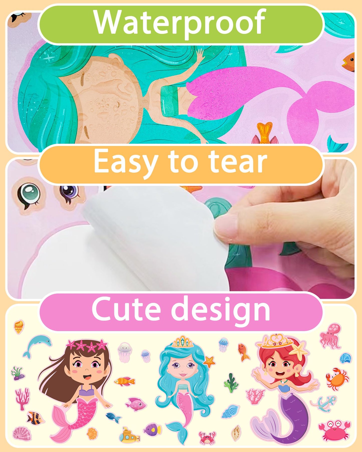24 Pcs Make Your Own Mermaid Sticker Sheets For Kids With Mermaid Face Stickers For Kids Crafts Activities Gift Bag Stuffers Bir