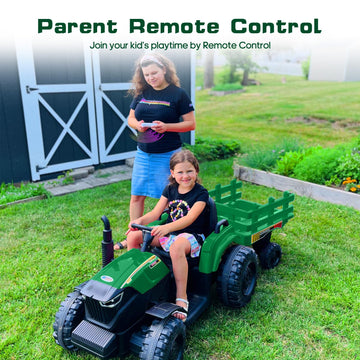Hikiddo 24V 9Ah Ride-On Tractor For Big Kids, 400W Electric Vehicle With Remote Control - Green