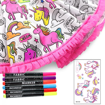 Richness Color Your Own Dress Unicorn Dress Up Skirt With Fabric Markers & Self-Adhesive Jewels Diy Party Crafts For Girls Age 4