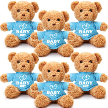 Silipull 6 Pcs Baby Shower Bear Bulk 12 Inch Stuffed Animal Bear Cute T Shirt Plush Bears Toy Gift Fluffy Decorations For Baby S