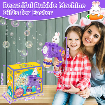 Zuicxlsy Easter Bunny Bubble Machine,Bubble Machine For Kids,Automatic Bubble Blower With Bubbles Solution, Bunny Bubbles Birthd