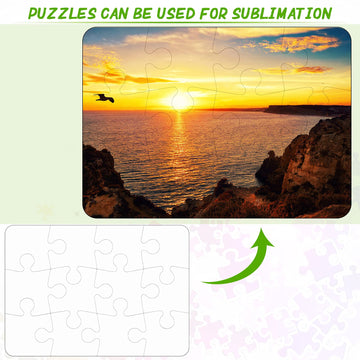 Sumind 10 Sets Blank Sublimation Puzzle Jigsaw Rectangle Heart Shaped White Diy Custom Puzzle Heat Press Thermal Transfer Pearl(A5-12 Rectangle)