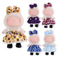 3-Piece Clothes for 17cm Doll Clothes Set & Outfit-Light Blue Gingham Plaid Dress + Butterfly Clip + Versatile Black Glossy Shoes