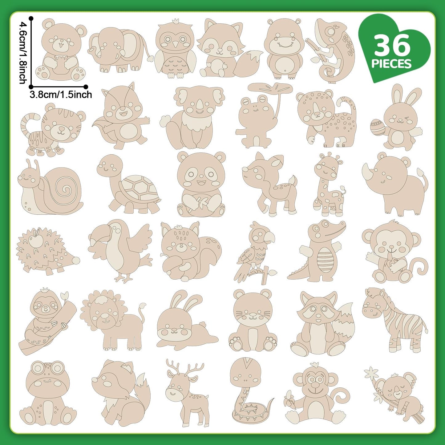 gisgfim Wooden Magnet Painting Craft Kit - 36Pcs Jungle Animal DIY Arts & Crafts for Kids Ages 4-12, 11.42 x 12.2 x 0.12