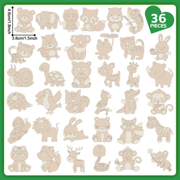 gisgfim Wooden Magnet Painting Craft Kit - 36Pcs Jungle Animal DIY Arts & Crafts for Kids Ages 4-12, 11.42 x 12.2 x 0.12