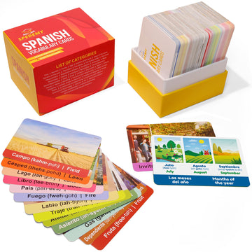 Spedemy Spanish Flash Cards For Adults, Kids - Spanish Vocabulary Flashcards With Pictures, English Meaning, Spanish Pronunciation - 276 Cards, 720 Words, 47 Categories - Alphabet Chart For Beginners
