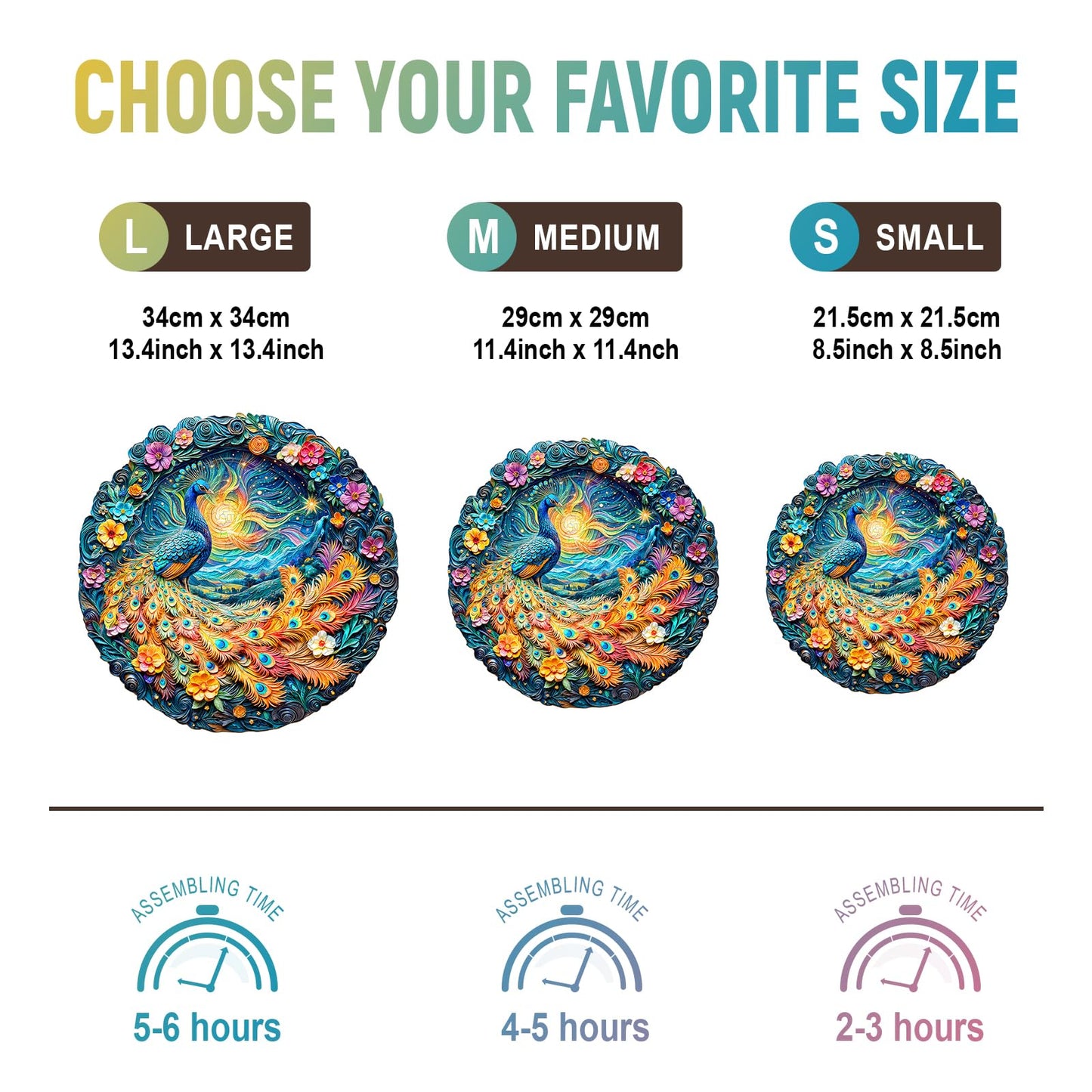 Wooden Puzzles for mature-themeds  Unique Animal Shaped mature-themeds Puzzle  Peacock Wooden Jigsaw Puzzles mature-themed  Challenging Creative Gifts Family Games 13.4 * 13.4in 300pcs