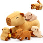Pullcrease 5 Pcs Capybara Stuffed Animals 15.75'' Capybara Mommy With 4 Cute Babies Set Soft Capybara Plushies For Girls Birthda