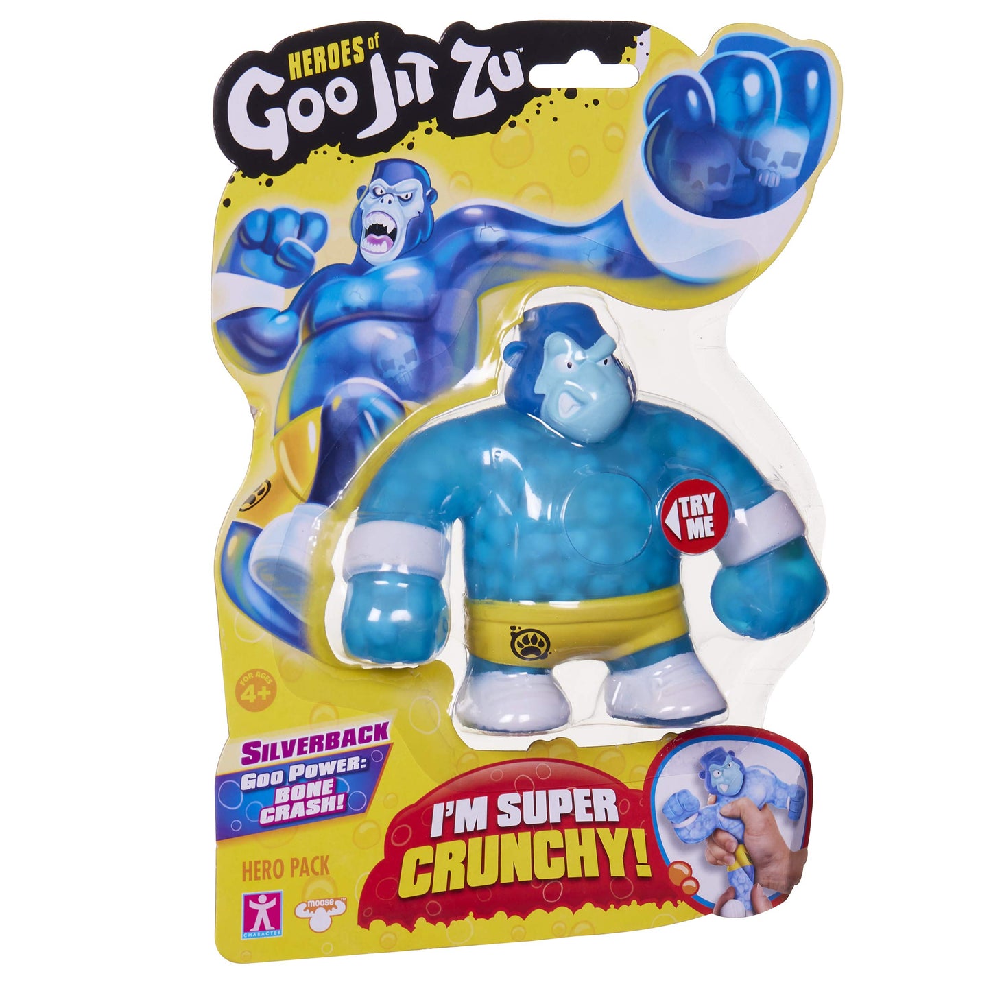 Goo Jit Zu Heroes of Goo Jit Zu Crunchy Gorilla Action Figure - Silverback, Multicolor, Plastic, Model 41028