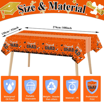 Chiazllta Graduation Party Decorations Gongrats Grad Tablecover Graduation Tablecloths For 2023 Graduation Party Supplies Class