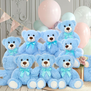 Maogolan Bulk Teddy Bear Baby Shower, 10 Packs Small Light Blue Teddy Bear Stuffed Animals In Bulk,13.5' Small Stuffed Bears Plush For Wedding,Birthday,Christmas, Party Decorations
