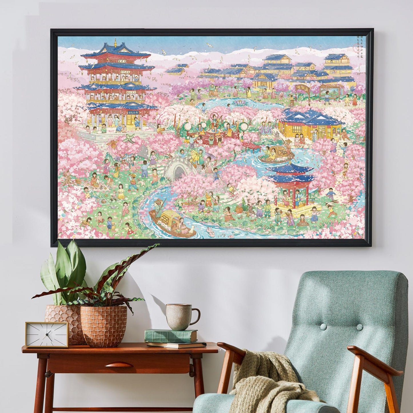 MOMIBOOK Puzzles for Adults 1000 Piece Jigsaw Puzzles of Cherry Blossom Dream, Painting Image Difficult Challenging Hard Impossi