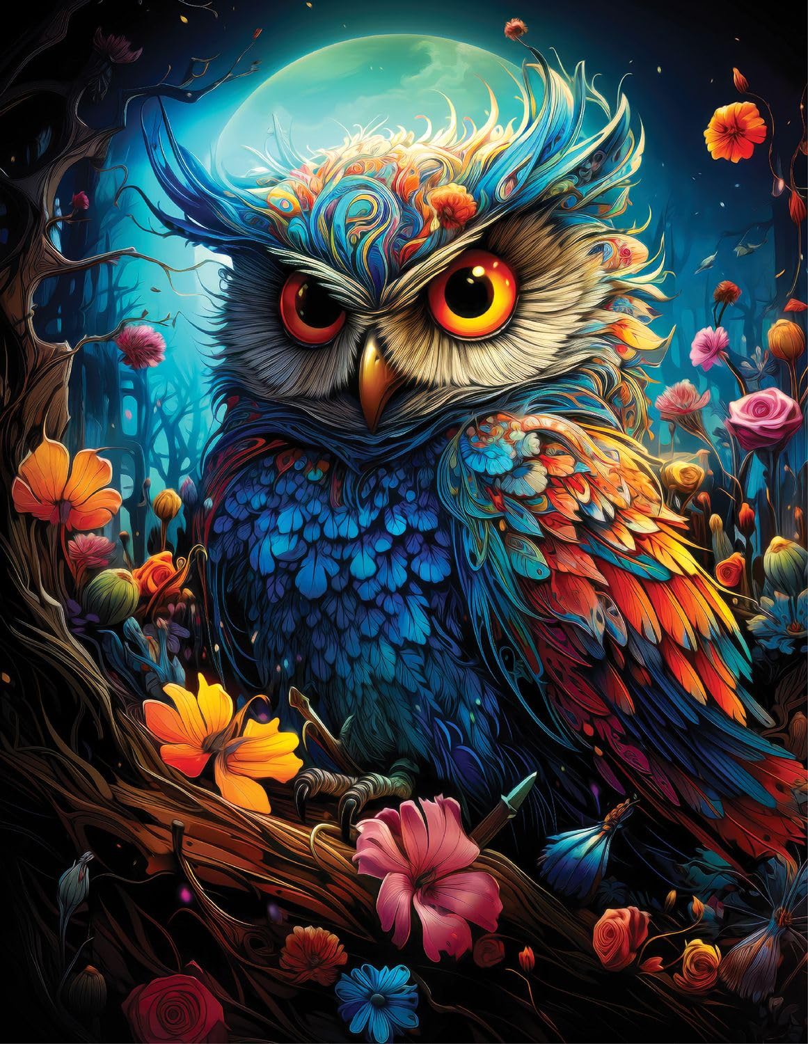 Majestic Value Brand 500 Piece mature-themed Puzzle of a Colorful Mystical Owl