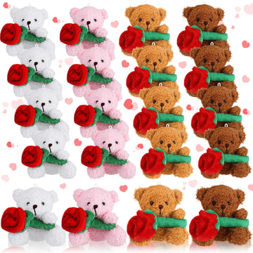 Liliful 20 Pcs Valentine Animals Mini Stuffed Animals Bulk Small Soft Plush Toys For Valentine Themed Parties And Holiday Decor(