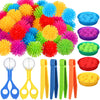 Leitee 71 Pcs Fine Motor Toys Counting Sorting Sensory Bin Filler, 60 Hedge Balls 4 Tweezers 2 Scissors Clips 5 Cups For Boys Girls Early Education And Sorting Counting Training Development