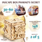 INSCAPE Pharaoh’s Secret Puzzle Box - Wooden Mind Puzzles for Adults - 11x11x10.5 cm - Cluebox with Hidden Compartments - Model INSCAPE-BOX-