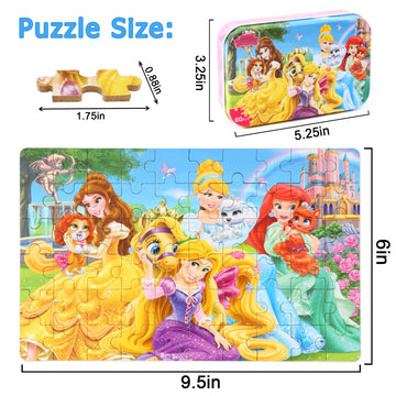 Lelemon Puzzles For Kids Ages 4-6, 60 Piece Puzzles For Kids Ages 3-5 In A Metal Box, Educational Kids Puzzles Jigsaw Puzzles Fo
